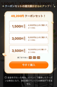 1000％還元クーポンセット内訳